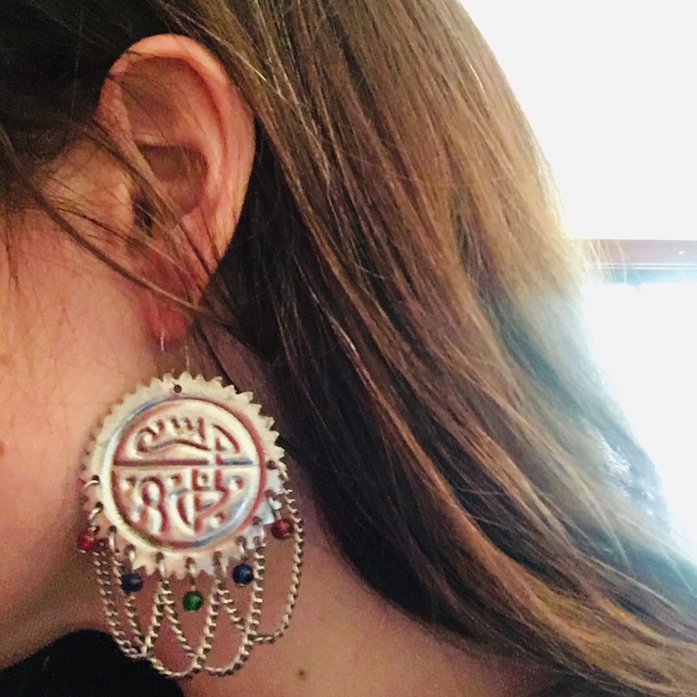 Vintage Medallion Fringe Earrings